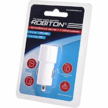 Адаптер/блок питания автомобильный ROBITON TwinUSB1000/Auto