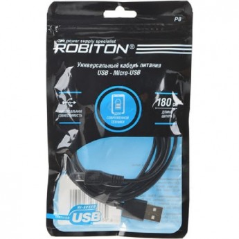 Кабель USB ROBITON P1 USB A - MicroUSB, 1м черный PK1