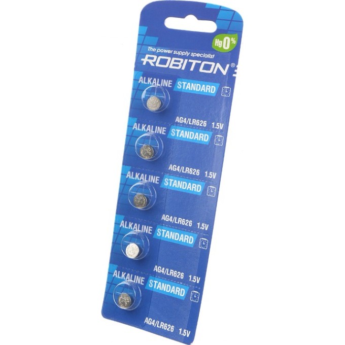 ROBITON STANDARD R-AG4-0-BL5 (0% Hg) AG4 LR626 377 LR66 BL5 УЦЕНКА срок годности до 12.2026г 20349