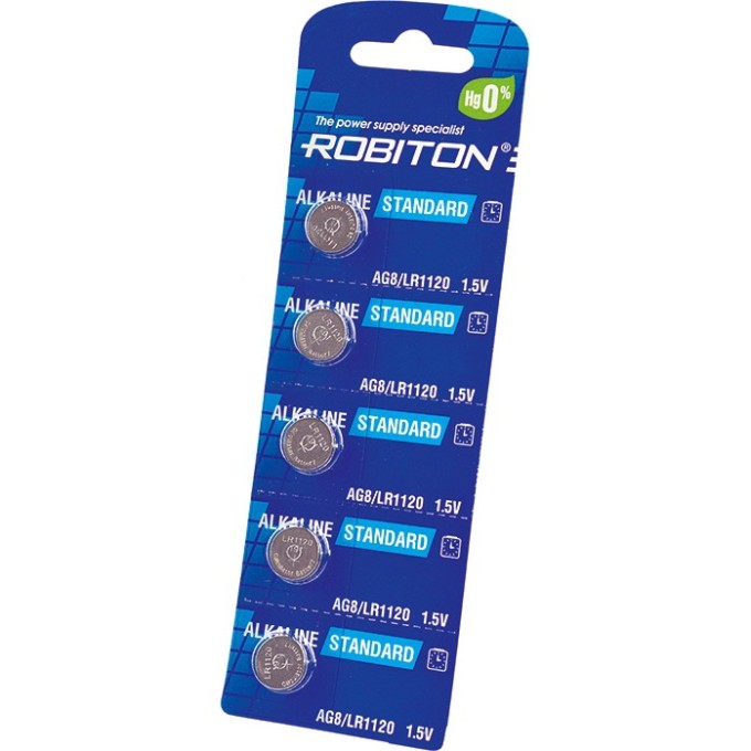 ROBITON STANDARD R-AG8-0-BL5 (0% Hg) AG8 LR1120 391 191 LR55 BL5 УЦЕНКА срок годности до 12.2026г 20352
